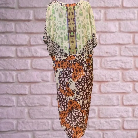 Cabi Multicolor Leopard Kimono Style Midi Dress - Picture 10 of 16